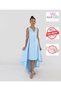 Girl's Asymmetrical Baby Blue Wrap Dress Birthday Party Graduation Dress