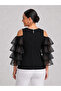 Plus Size Organza Flawed Sleeve Elegant Blouse - 3