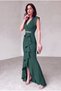 Women's Scuba Crepe Fabric Double-Breasted Collar Skirt Flounce Belt Stone Emerald Evening Dress Graduation Wedding Dress - 5