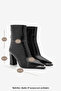 Women's Pointed Toe Back Zipper Thick Heeled Boots Zavoli Black Croco - 8