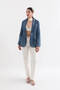 Women's Long-Sleeve Single-Button Denim Jacket Blue - 3