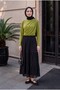 Half Throat Drawstring Sandy Blouse - Oil Green - 3