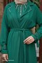 Emerald Green Suit with Stone Detail Linen Dress - 2