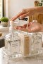 Liva 2-Piece Glass Liquid Soap Dispenser Set, White with Metal Stand, Sponge Holder, Handle, 2 X 500 Ml, 24X9.5X23 Cm. - 4