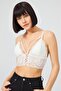 Cream Lace Thin Strap Covered Triangle Women's Bralette Bustier - 3