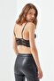 Black Lace Chain Detail Adjustable Strap Bustier Bralette - 2