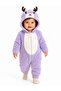 Sweet Deer Patterned Welsoft Baby Romper Hooded Plush Zippered Winter Unisex Baby Romper - 2