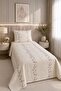 Luna Rose Embroidered Chenille 2 Piece Single Bedspread Cream - Powder