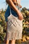 Western Fringed Tasseled Macrame Straw Knitted Mesh Beach Seaside Sea Holiday Hand Shoulder Bag