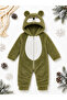 Sweet Teddy Bear Patterned Welsoft Plush Hooded Zippered Winter Unisex Baby Romper - 5