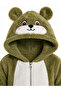 Sweet Teddy Bear Patterned Welsoft Plush Hooded Zippered Winter Unisex Baby Romper - 4
