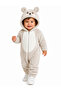Sweet Teddy Bear Patterned Welsoft Plush Hooded Zippered Winter Unisex Baby Romper - 2