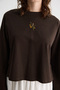 Brown Long Sleeve Embroidered T-Shirt - 3