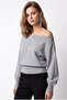 6988 women's asymmetric rib cut boat neck knit sweater antique grey - 5
