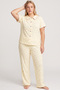 Yellow Patterned Collared Oversized Buttoned Ribbed Camisole Knitted Pajama Set26120801 - 2