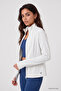 White Zippered Mock Neck Basic Comfortable Form Women's Running Jacket - 97310 - 2