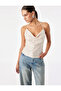 Backless Halter Neck Degaje Collar Sequined Blouse - 2