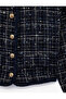 Crew Neck Long Sleeve Cropped Tweed Jacket with Metal Button Accessories - 8