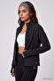 Anthracite Zippered Mock Neck Basic Comfortable Fit Women's Running Jacket - 97310 - 2