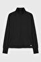 Black Zippered Mock Neck Basic Comfortable Form Women's Running Jacket - 97310 - 6