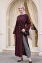 Hakim Collar Deep Slit Belted Long Modal Tunic - Plum