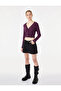 Viscose Blend V-Neck Long Sleeve Buttoned Lace Detailed Crop T-Shirt