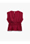 Aerobin Fabric Gathered Waist Accent Crew Neck Sleeveless Peplum Blouse - 6