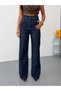 Women's High Waist Front Seam Straight Wide Leg Straight Cut Jean Trousers - 6