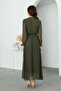 Long Plain Chiffon Khaki Dress - 4
