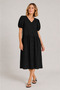 Women's Black Buttoned Front Balloon Sleeve Dress (b21-4050) - 2