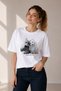 Women's Cat Printed Cotton T-Shirt Oversize Y2K Vintage Graphic Crew Neck
