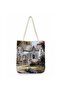 Women's Landscape Patterned Woven Shoulder Bag Daily Tote Bag - Multi-Colored
