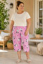 Patterned Combed Cotton Below Knee Large Size Maternity Women's Capri