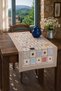 Embroidered Runner with Patches, Console, Coffee Table Cover - Dark Brown