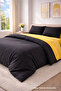 120x200 Elastic Sheet Solid Color Single Duvet Cover Set Yellow-black - 2