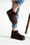 Mini Boots Suede Fur Inside Furry Thick Sole Women's Boots - 6