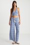 Linen Blended Blue Patterned Bustier - 5