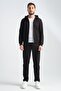 Black Men's Winter Tracksuit Set Thermosoft Technology Lamb-Like Interior Regular Fit Minimal Logo Hooded - 7