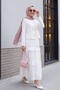 Tied Front Scalloped Skirt Set -White - 3