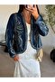 Navy Blue Embroidered Denim Jacket - 3