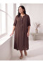Women's Plus Size Midi Dress Loose Viscose Adjustable Sleeve Coffee