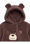 Sweet Teddy Bear Embroidered Welsoft Plush Hooded Zippered Winter Unisex Baby Romper - 5