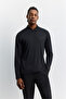 Men's Black Polo Collar Zippered Metered Printed Technical T-Shirt A62Y1015 - 7