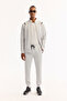 Men's Light Gray Elastic Waist Lace-Up Bi-Stretch Technical Fabric Regular Fit Sweatpants A52Y3416 - 7