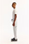 Men's Light Gray Elastic Waist Lace-Up Bi-Stretch Technical Fabric Regular Fit Sweatpants A52Y3416 - 5