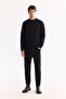 Men's Black Crew Neck Striped Elastane Regular Fit Sweatshirt A52Y1218 - 7