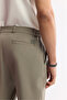 Men's Khaki Elastic Waist Bi-Stretch Technical Fabric Slim Fit Trousers A51Y3077 - 6