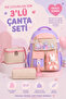 Girl's School Backpack Pen Holder Set with Rabbit Figure and Multiple Compartments - Purple
