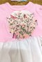 Butterfly print Skirt-tip Tulle Short Sleeve Dress Girl Special occasion - 3