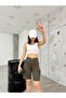 Cargo Pocketed High-Waist Stretchy Bermuda Shorts - 7